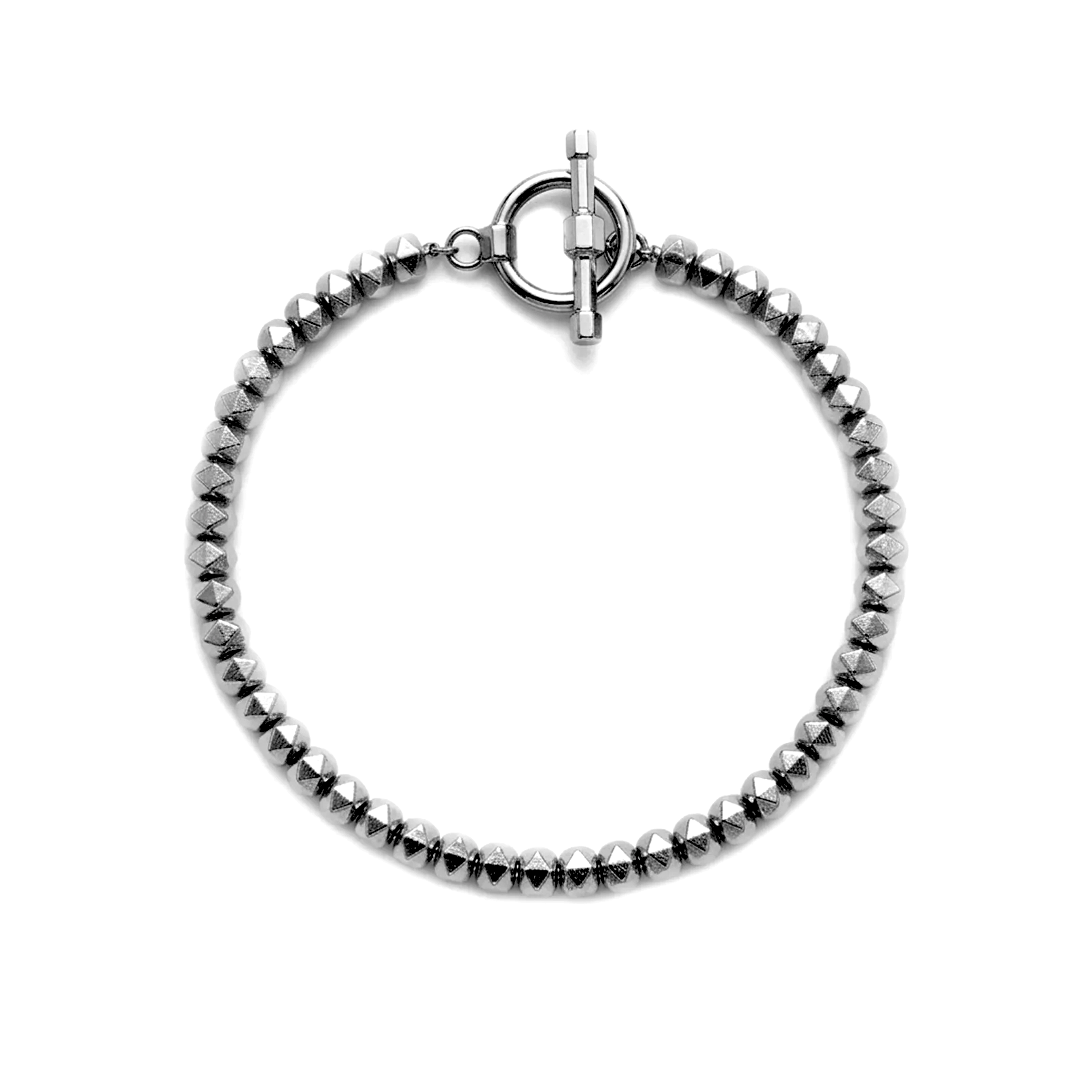 Pyramid Bracelet - 52 Silver Beads on August Chain