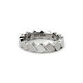 Vela polished silver band with repeating diamond-shaped metal facets.
